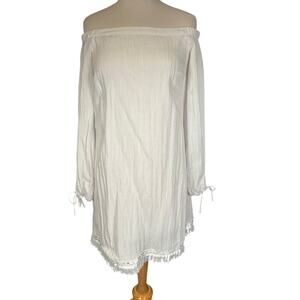 Lilly Pulitzer Adira Dress White New With Tag Fringe Botton Off the Shoulder XS